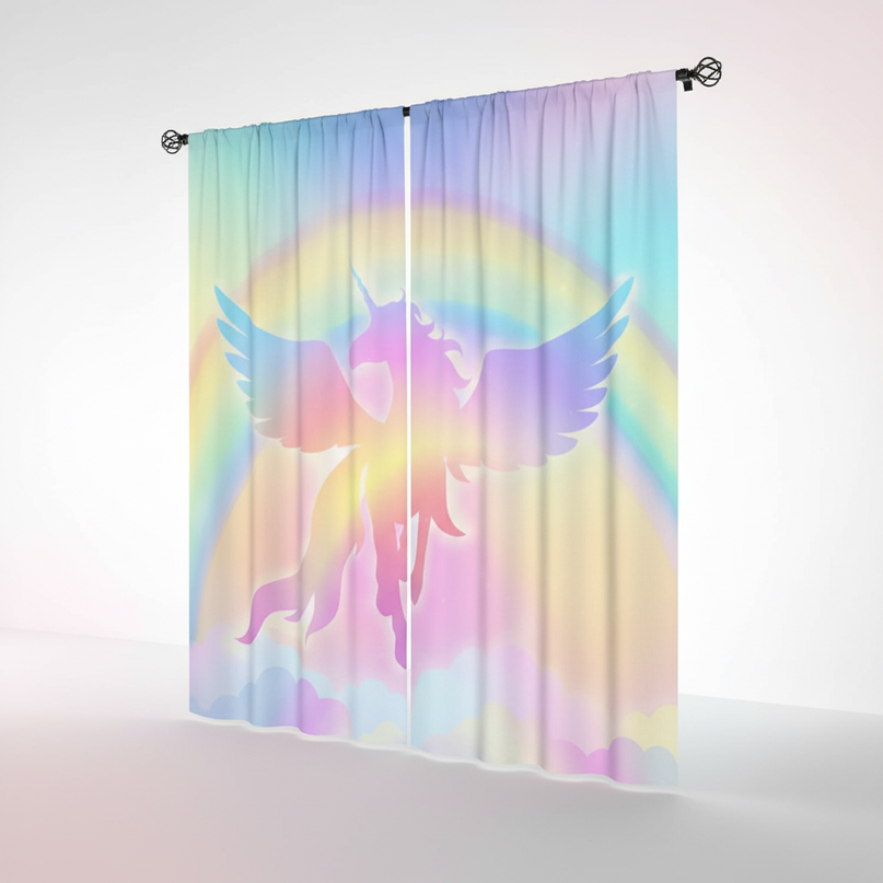 unicorn sheer curtains - white-bg