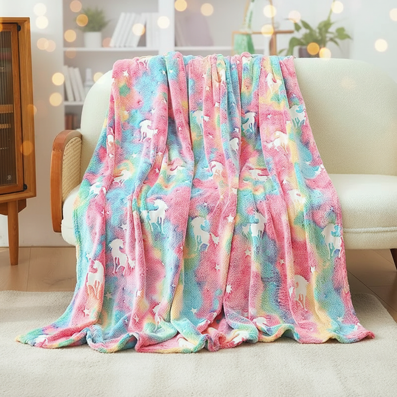unicorn sherpa blanket - lifestyle