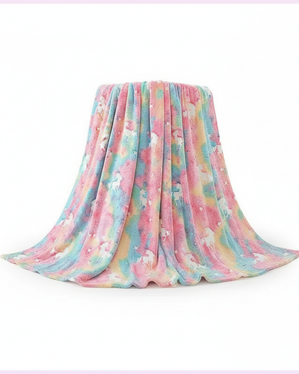 unicorn sherpa blanket - white-bg