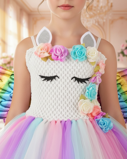unicorn shiny tutu dress girls - detail