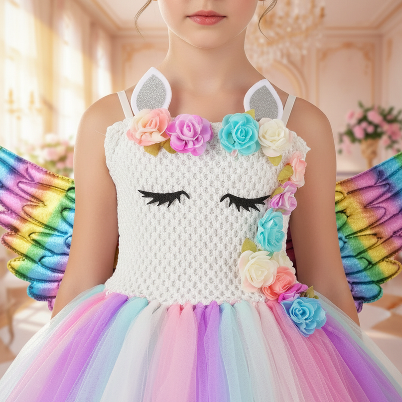 unicorn shiny tutu dress girls - detail