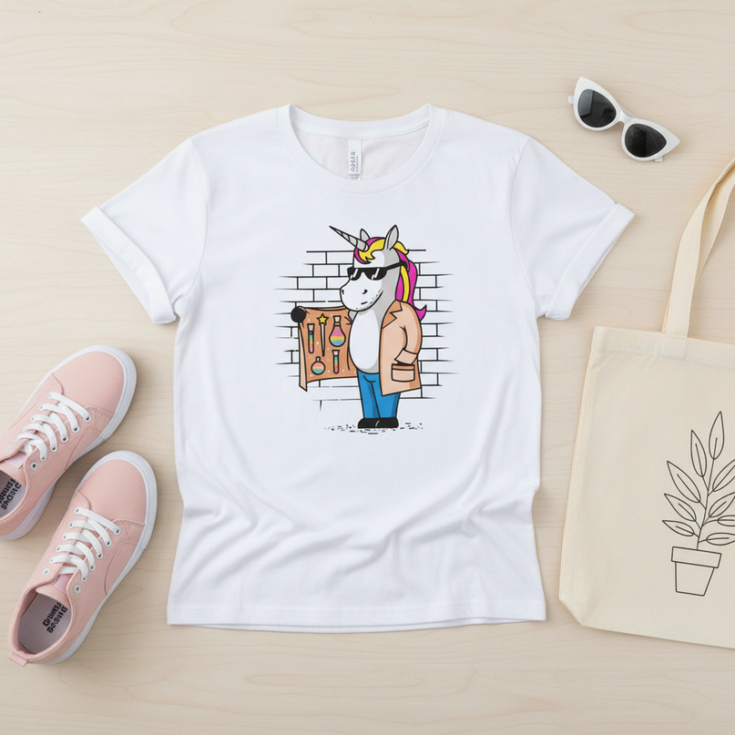 unicorn shirt adults - flat-lay