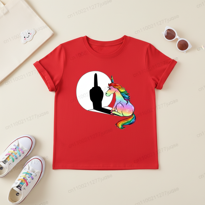 unicorn shirt boy - flat-lay