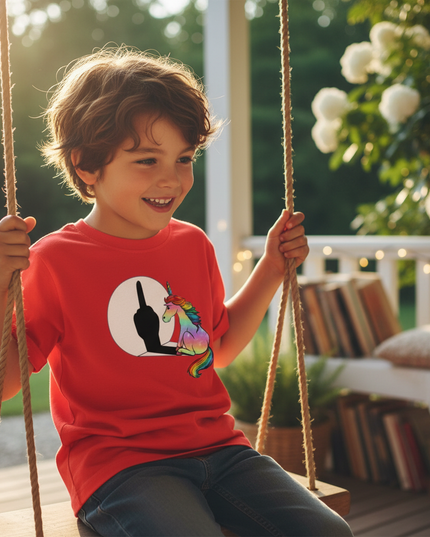 unicorn shirt boy - in-use