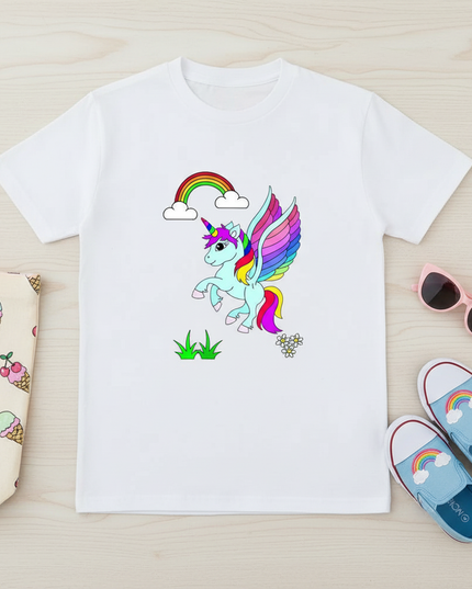unicorn shirt kids - flat-lay