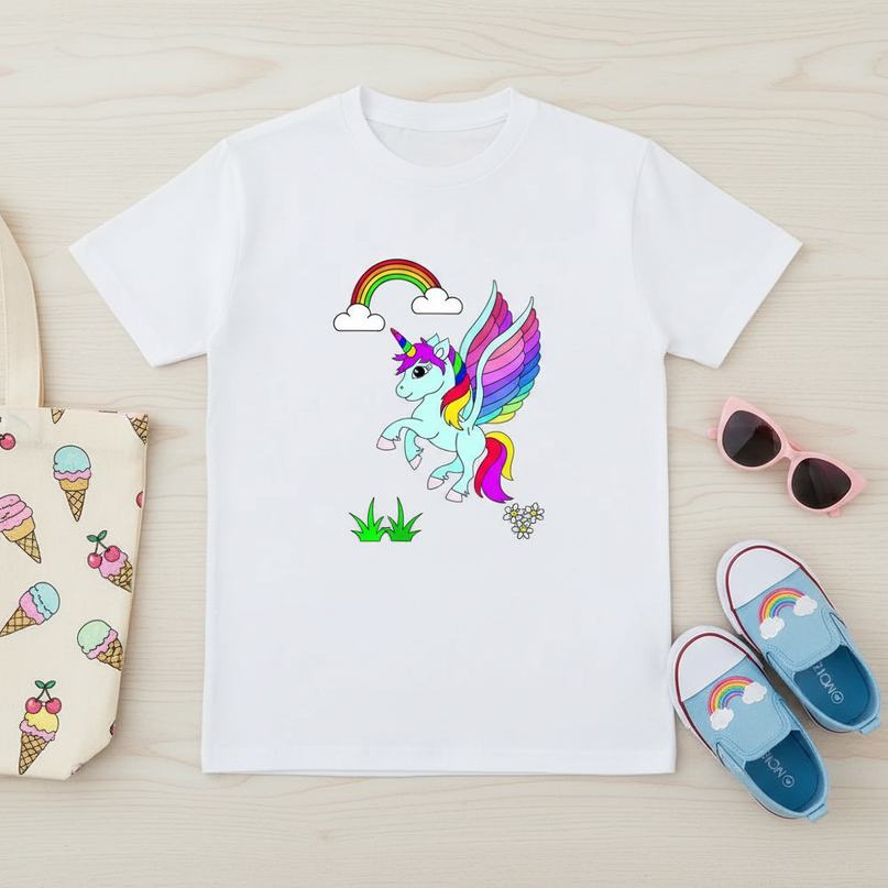 unicorn shirt kids - flat-lay