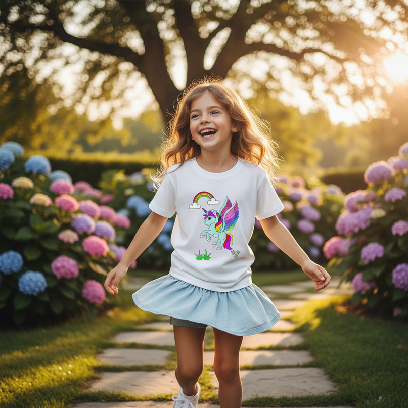 unicorn shirt kids - in-use