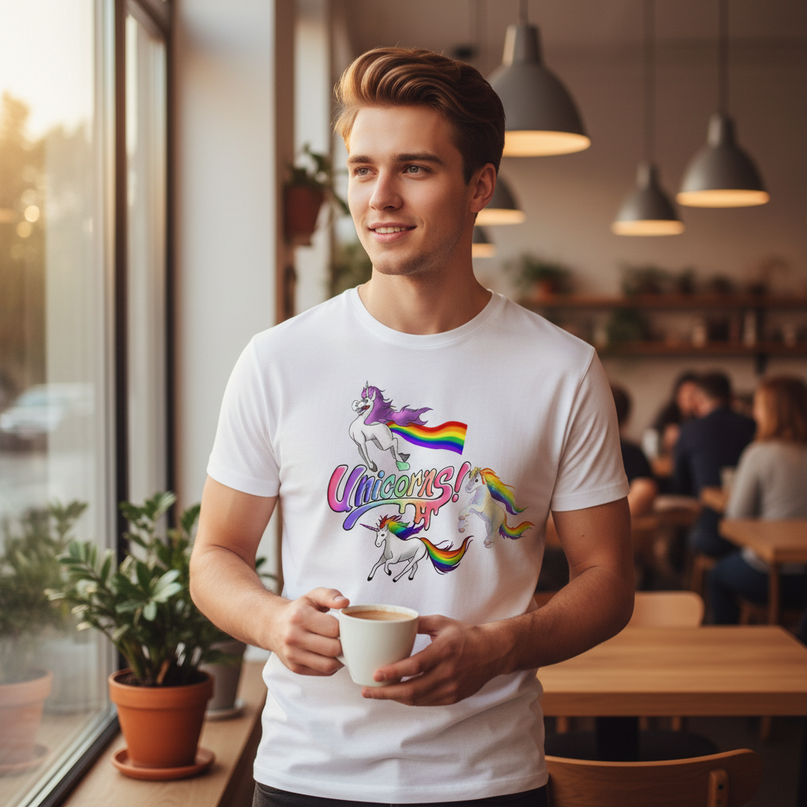 unicorn shirt men - in-use