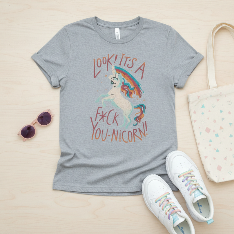 unicorn shirt mom - flat-lay