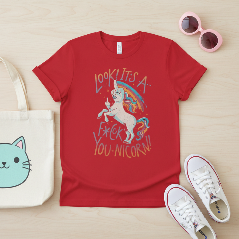 unicorn shirt niece - flat-lay