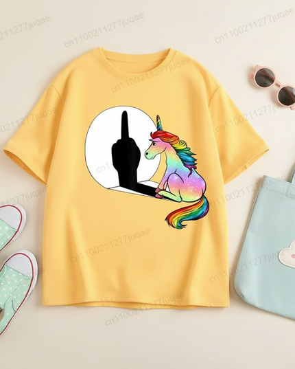 unicorn shirt teen girl - flat-lay