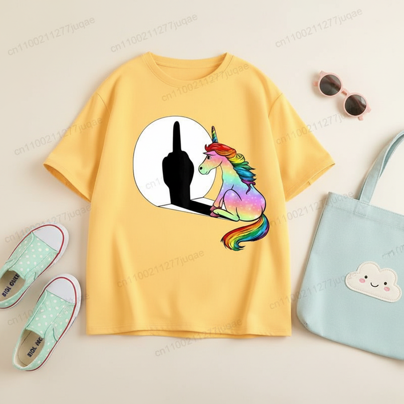 unicorn shirt teen girl - flat-lay