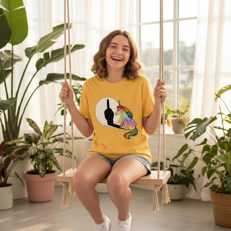unicorn shirt teen girl - in-use
