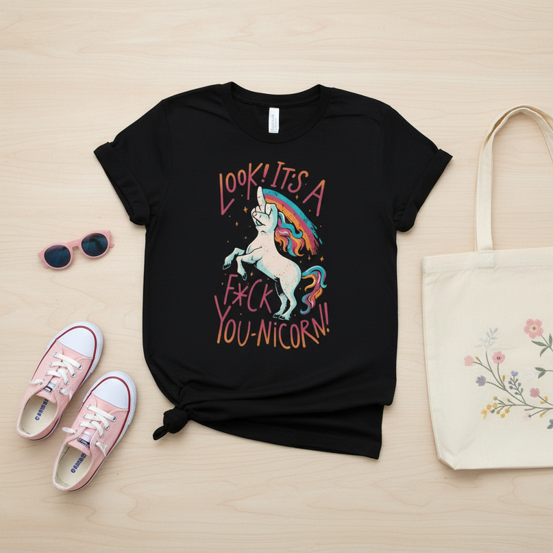 unicorn shirt wife - flat-lay