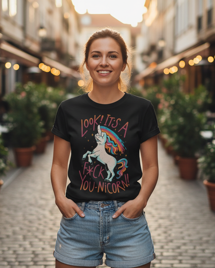 unicorn shirt wife - in-use