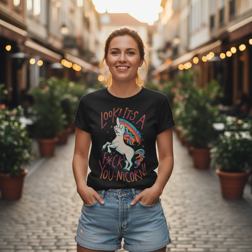 unicorn shirt wife - in-use