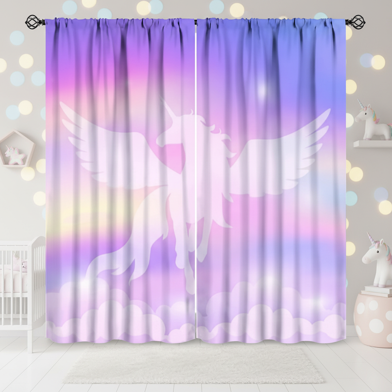 unicorn silhouette curtains - lifestyle