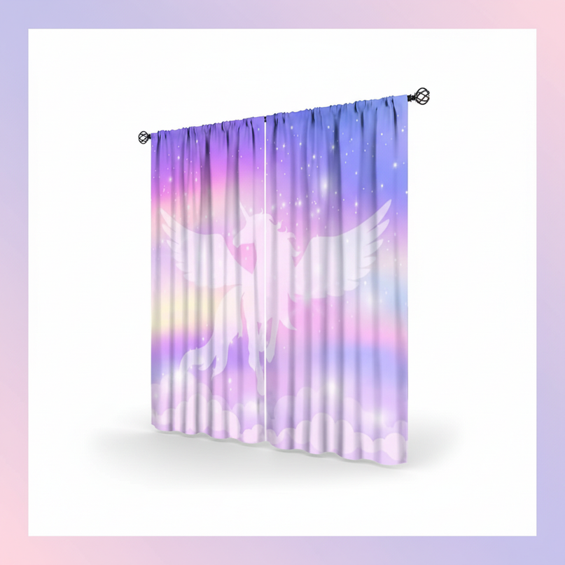 unicorn silhouette curtains - white-bg
