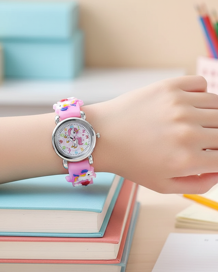unicorn silicone preschool watch - in-use