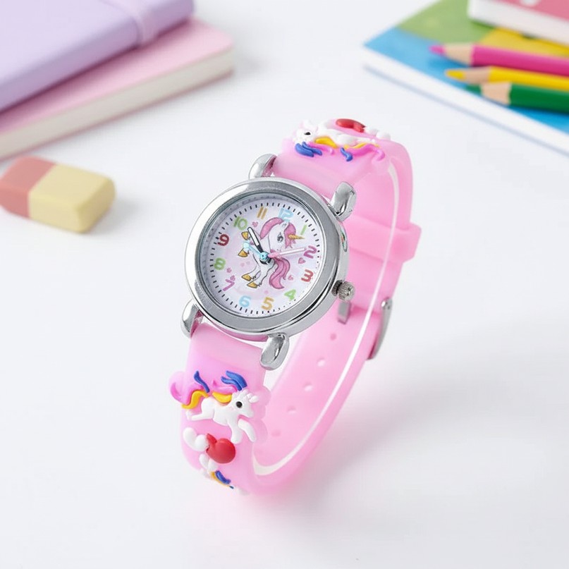 unicorn silicone preschool watch - white-bg
