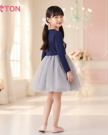 unicorn silver star tulle dress girls - back
