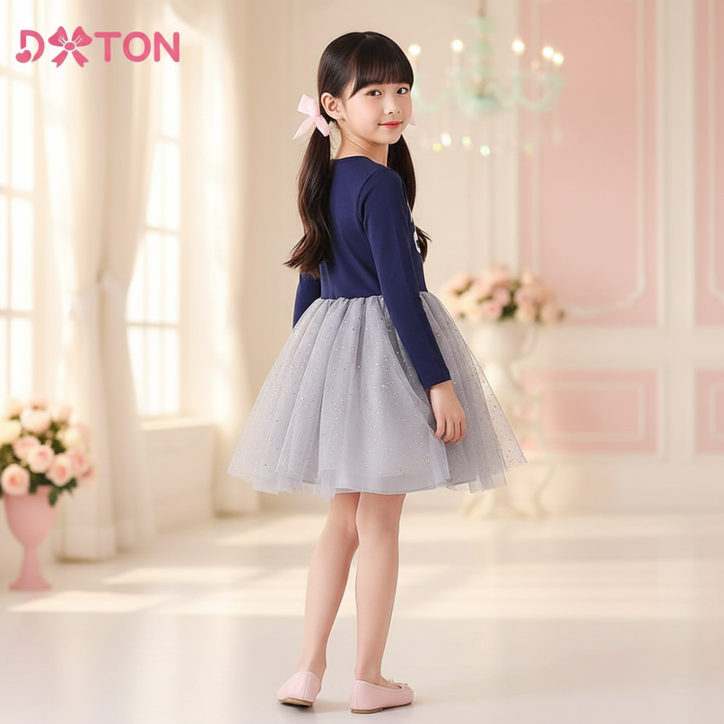 unicorn silver star tulle dress girls - back