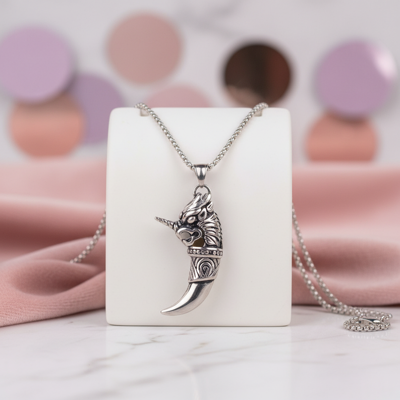 unicorn skeleton necklace - lifestyle