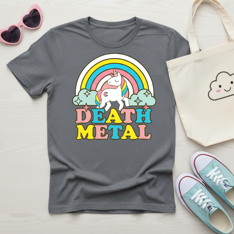 unicorn skull shirt - flat-lay