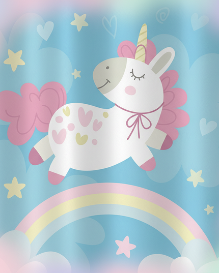 unicorn sky shower curtain - detail