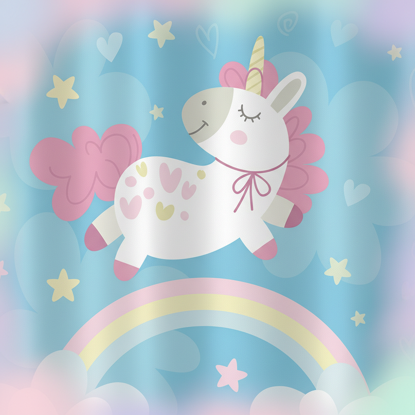 unicorn sky shower curtain - detail