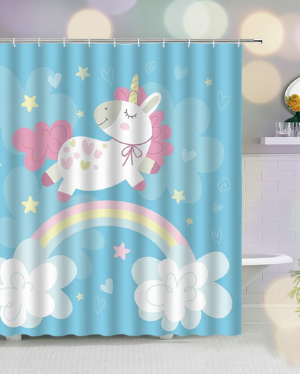 unicorn sky shower curtain - lifestyle