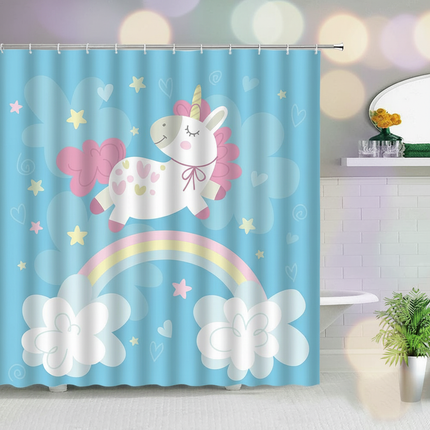 unicorn sky shower curtain - lifestyle