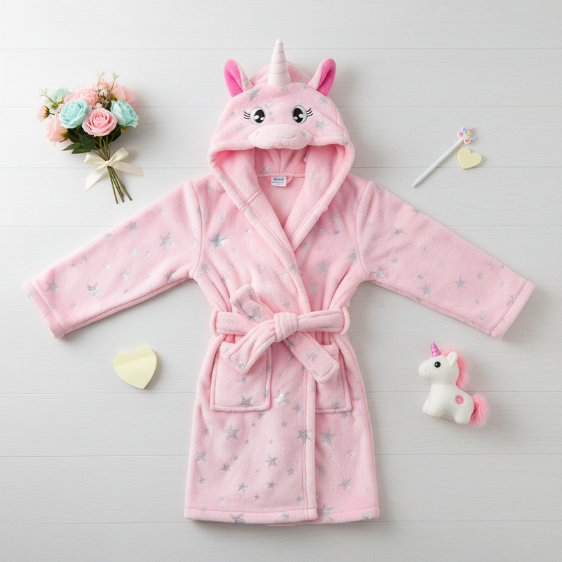 unicorn sleepover robe - flat-lay