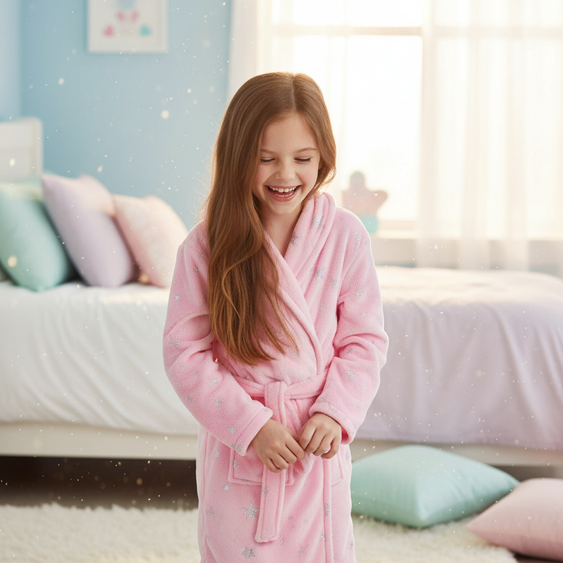 unicorn sleepover robe - in-use