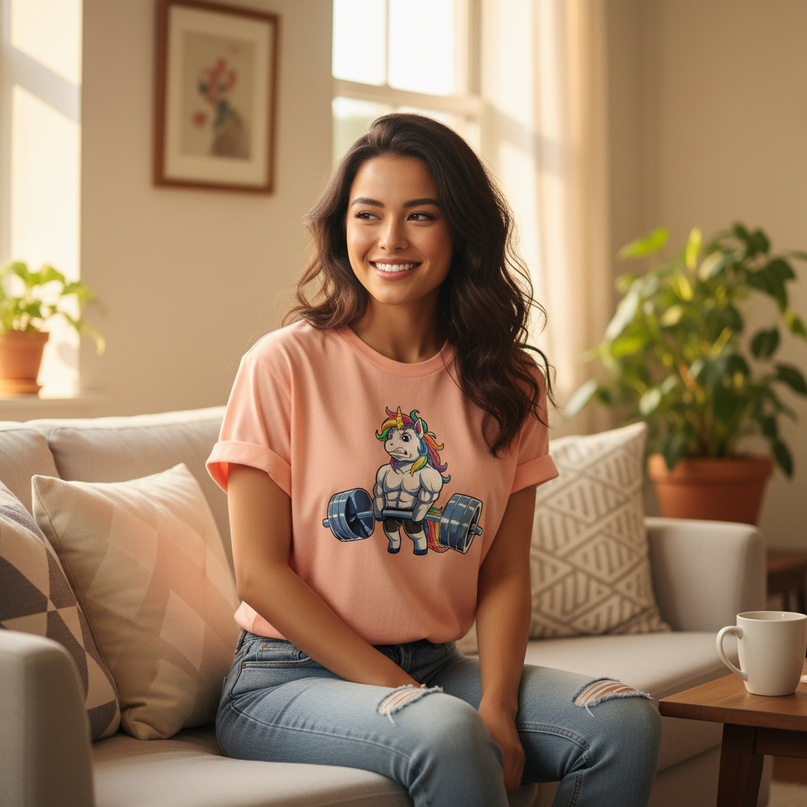 unicorn sleepover shirt - in-use