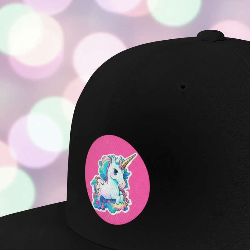 unicorn snapback hat - detail
