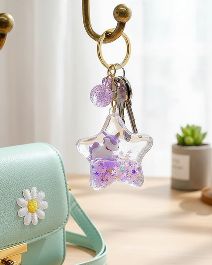 unicorn snow globe keychain - lifestyle