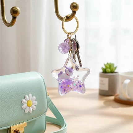 unicorn snow globe keychain - lifestyle