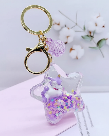 unicorn snow globe keychain - white-bg