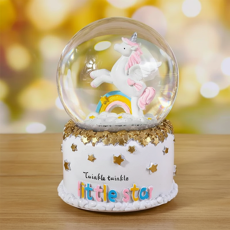 unicorn snow globe music box - lifestyle