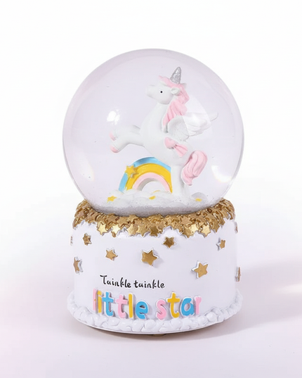 unicorn snow globe music box - white-bg