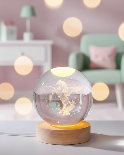 unicorn snow globe night light - lifestyle