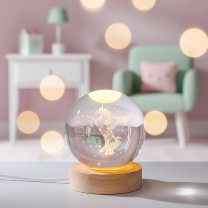 unicorn snow globe night light - lifestyle