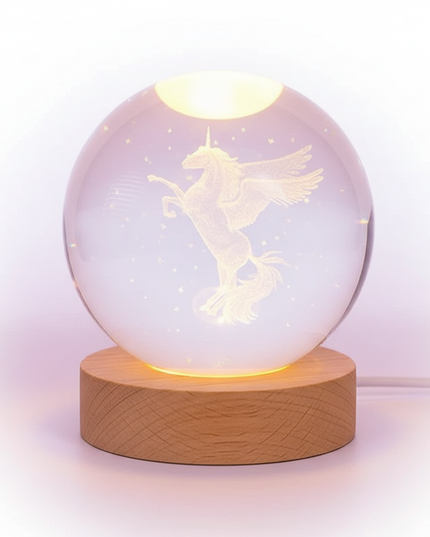 unicorn snow globe night light - white-bg