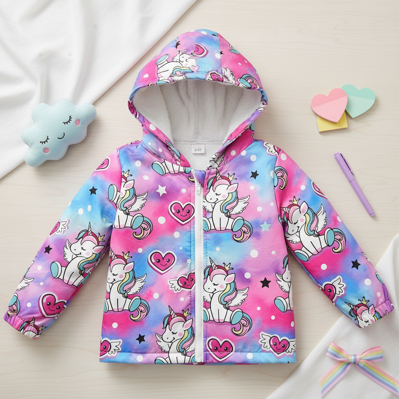 unicorn snow jacket - flat-lay