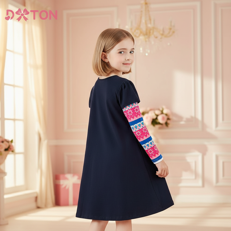 unicorn snowflake long sleeve dress - back