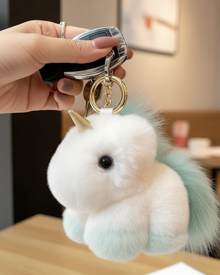 unicorn soft toy keychain - in-use
