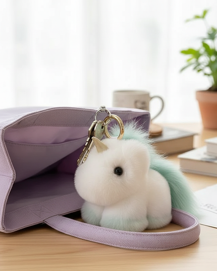 unicorn soft toy keychain - lifestyle