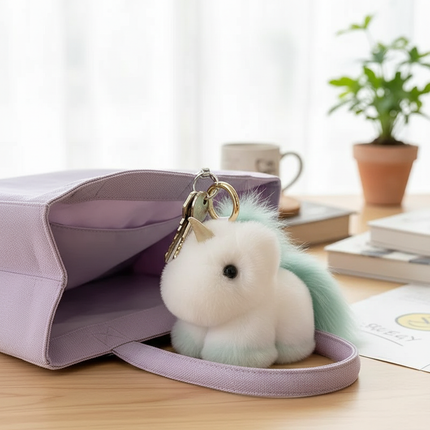 unicorn soft toy keychain - lifestyle
