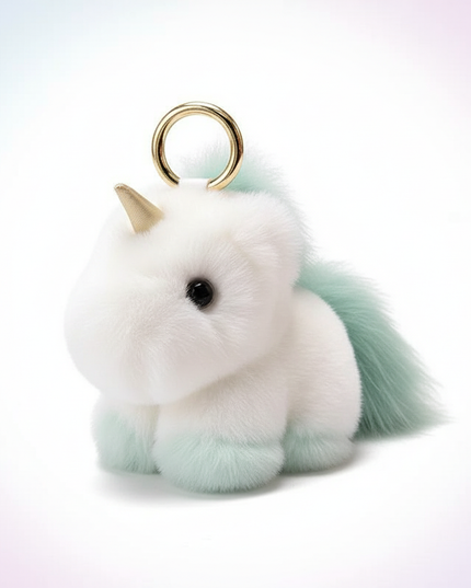 unicorn soft toy keychain - white-bg